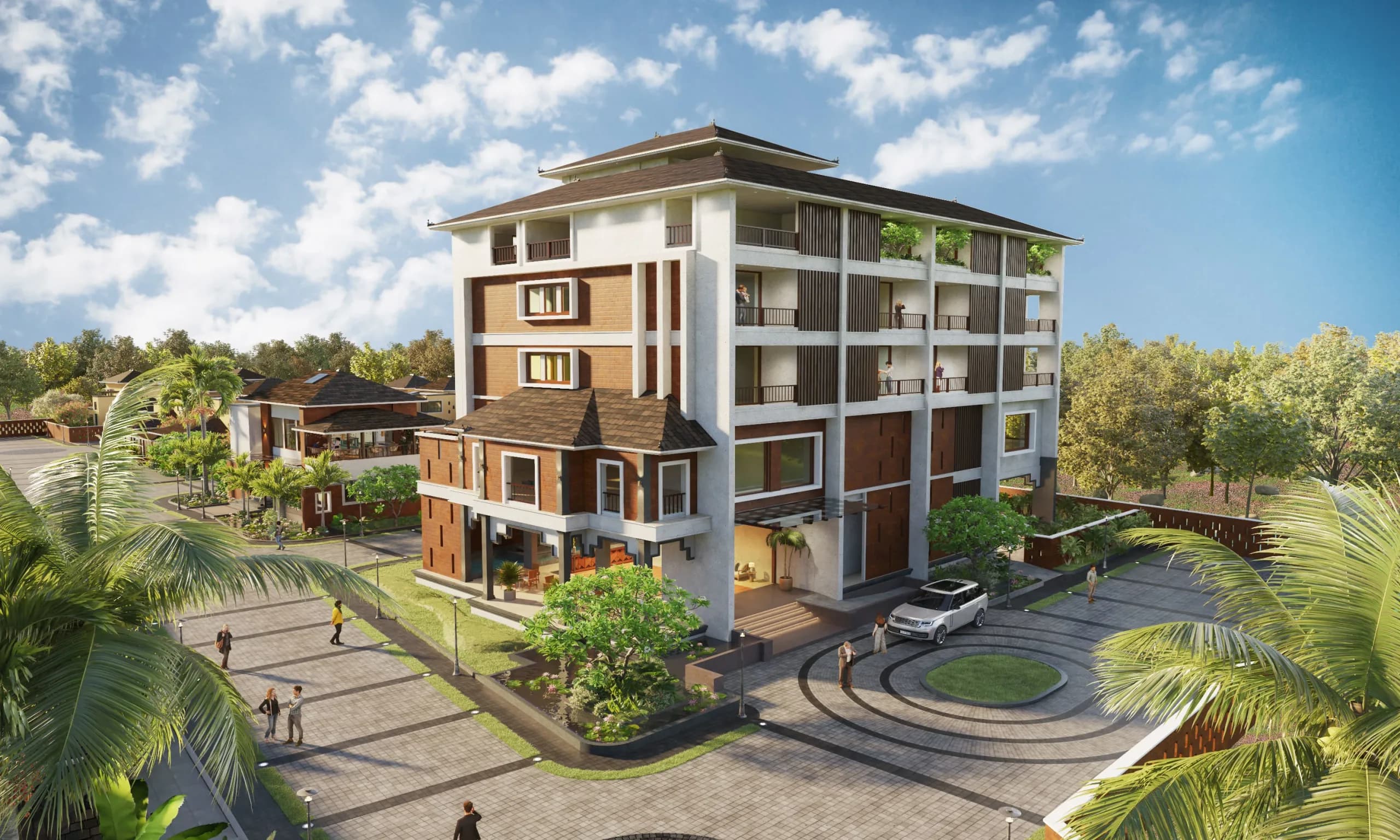 Resort building, exterior render by 360 Space