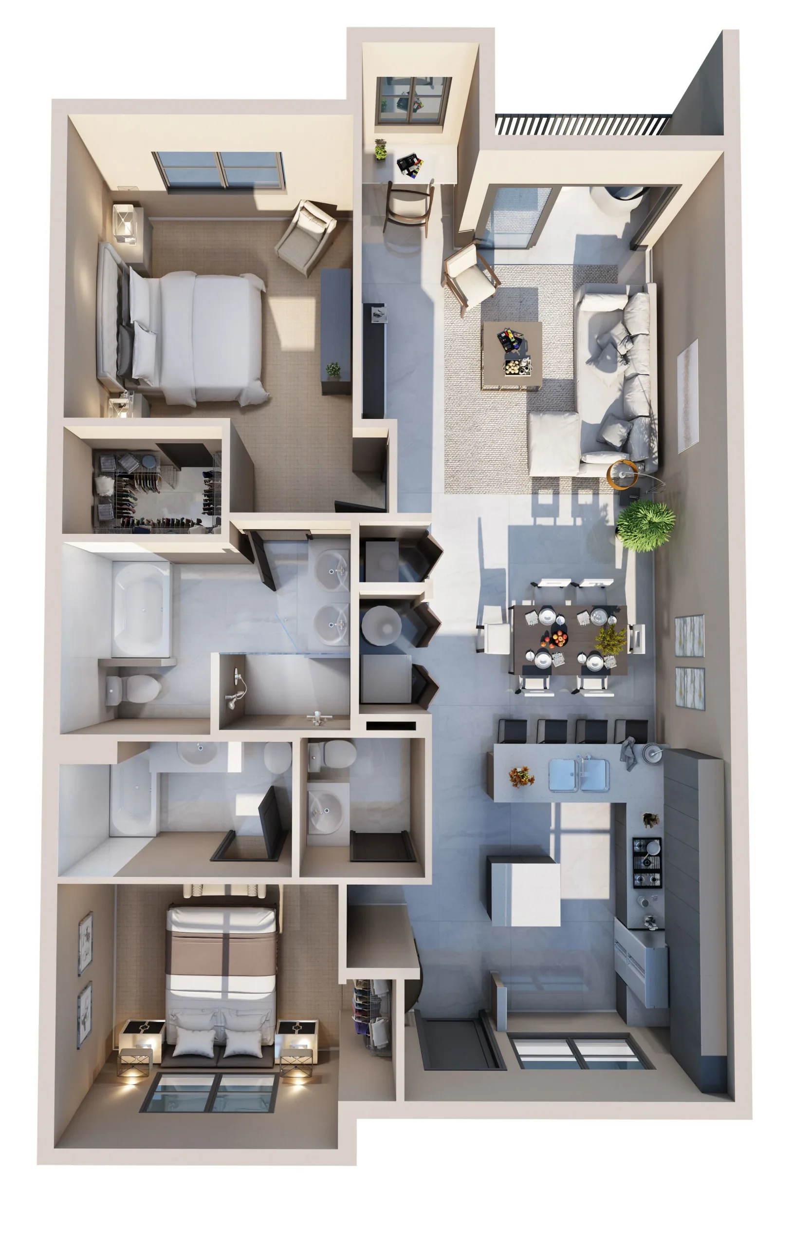Apartment layout, 3d floor plan by 360 Space