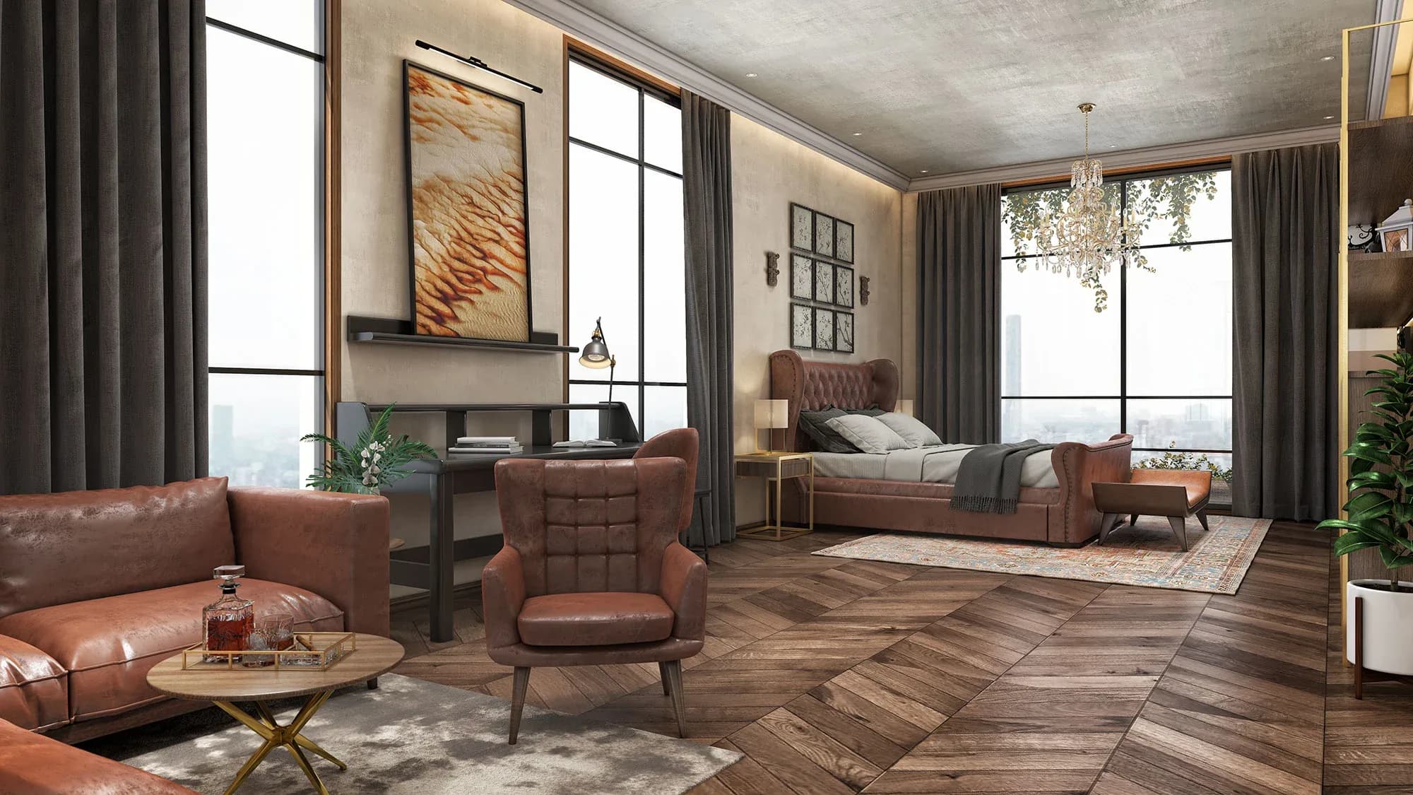 Master bedroom, interior render by 360 Space